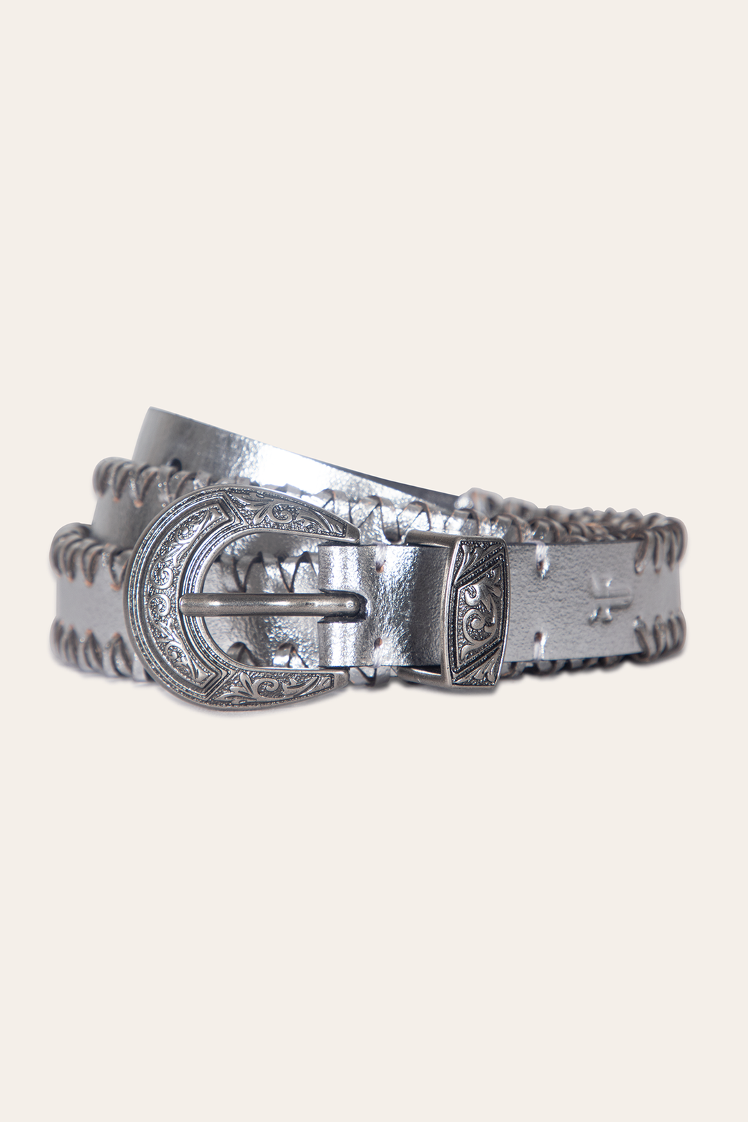 Frye Top Pick | 20mm Silver Leather Belt With 3-Piece Buckle Set