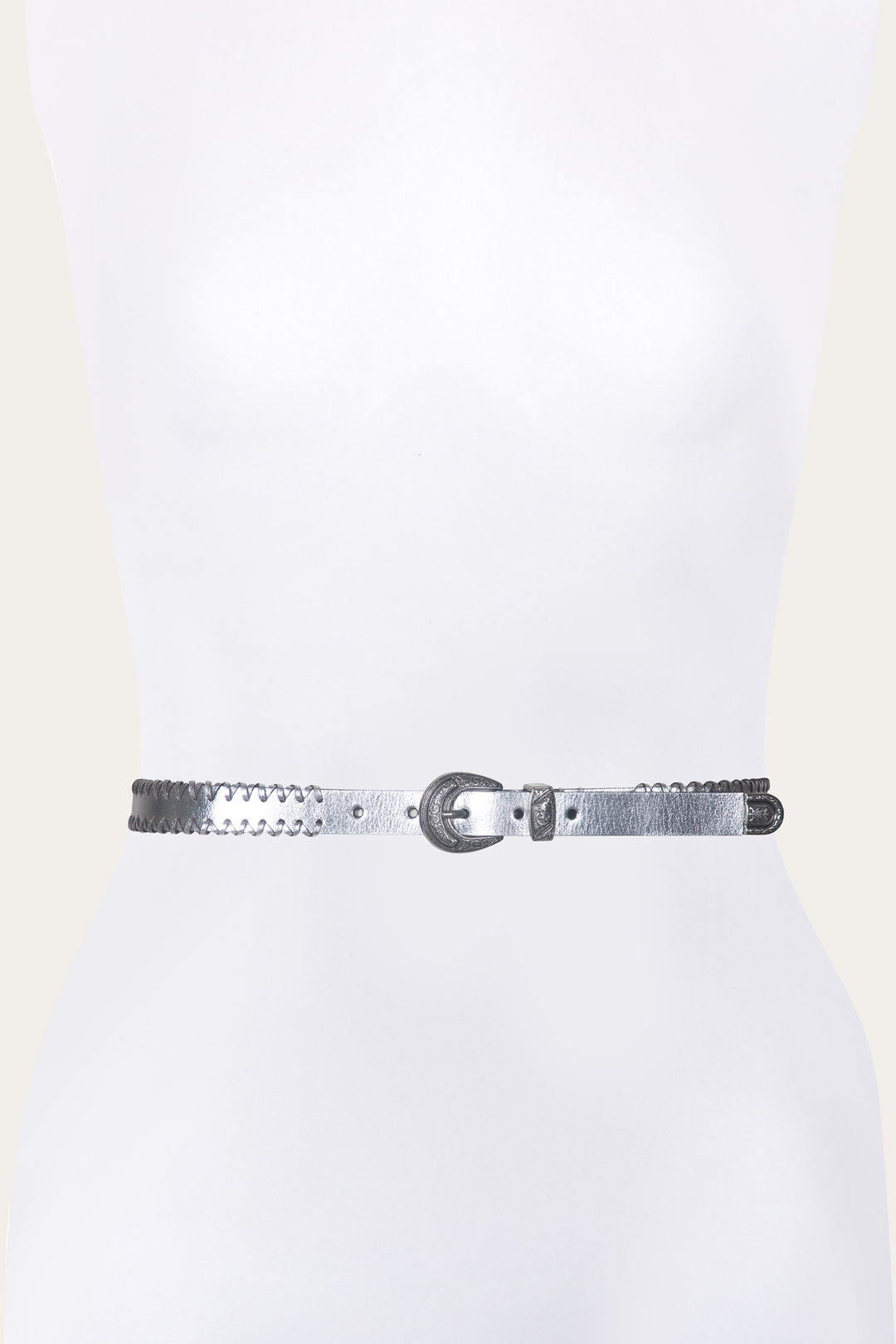 Frye Top Pick | 20mm Silver Leather Belt With 3-Piece Buckle Set