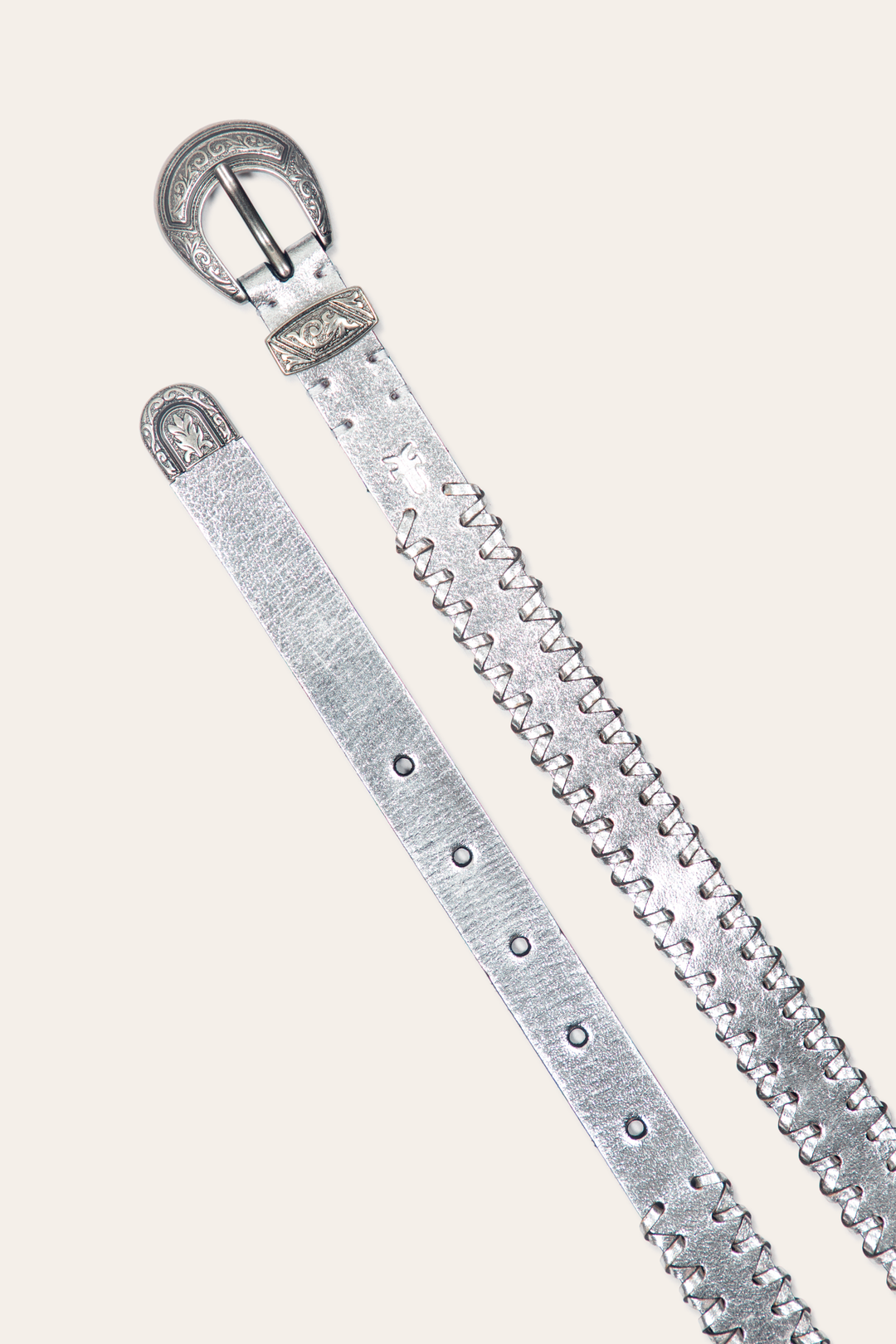 Frye Top Pick | 20mm Silver Leather Belt With 3-Piece Buckle Set