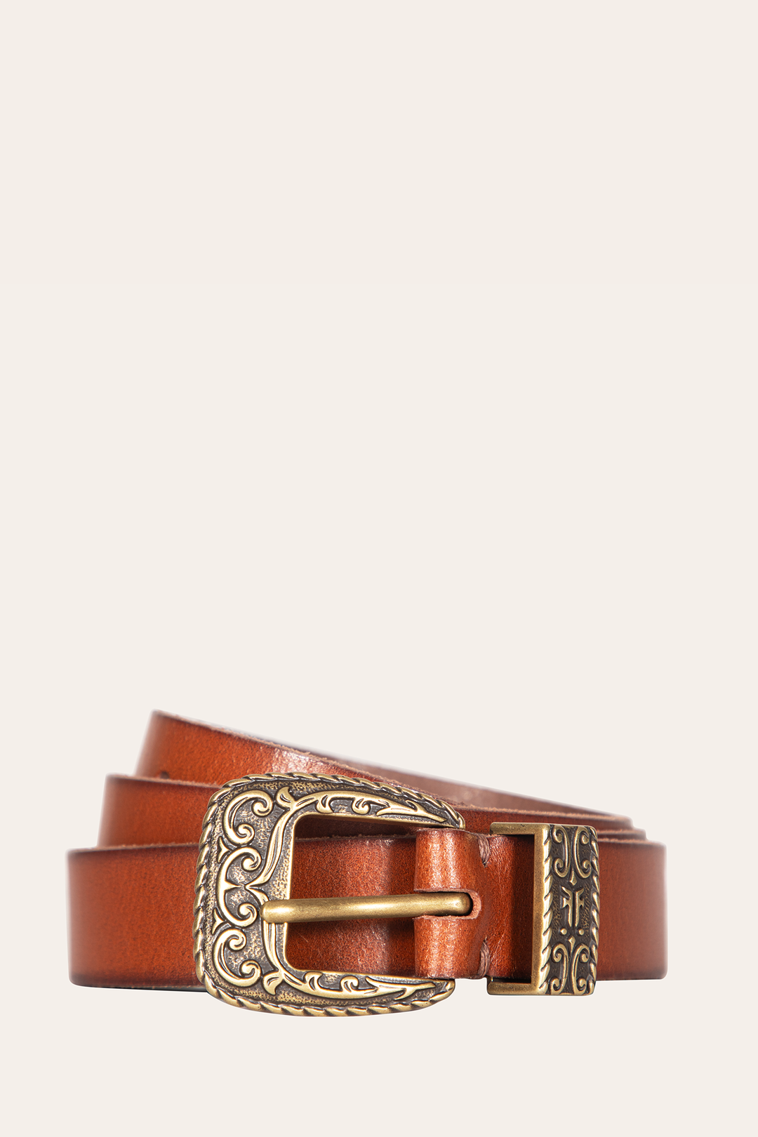 Frye Best Seller | 25mm Tan Logo Western Belt