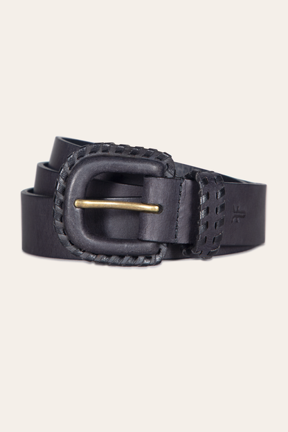 Frye Premium | 30mm Black Leather Belt With Covered Buckle