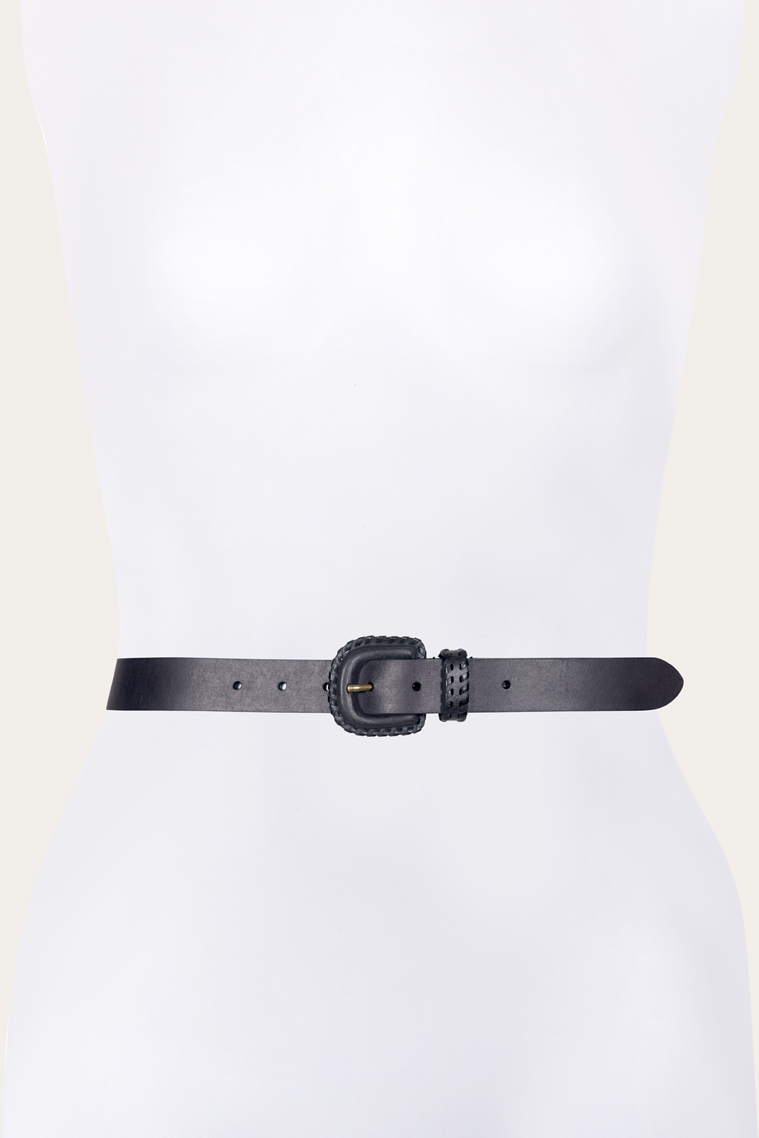 Frye Premium | 30mm Black Leather Belt With Covered Buckle