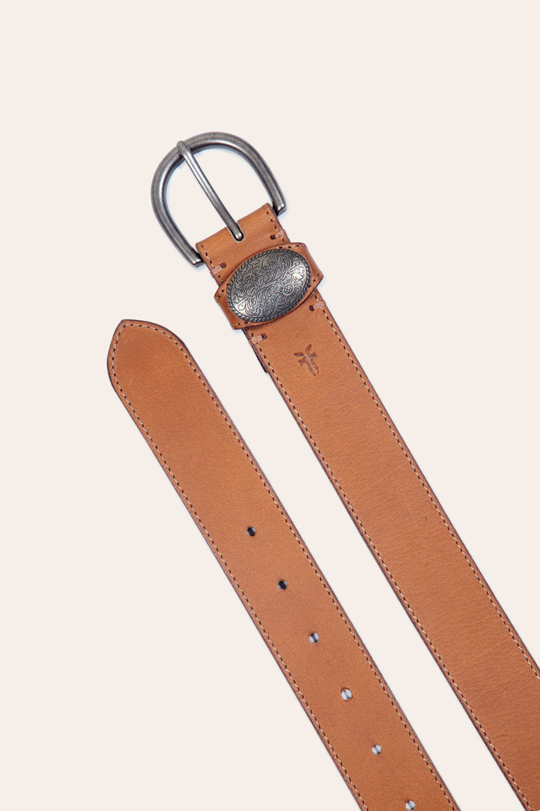 Frye Quality | Women’s Beige 35mm Belt With Concho On Loop