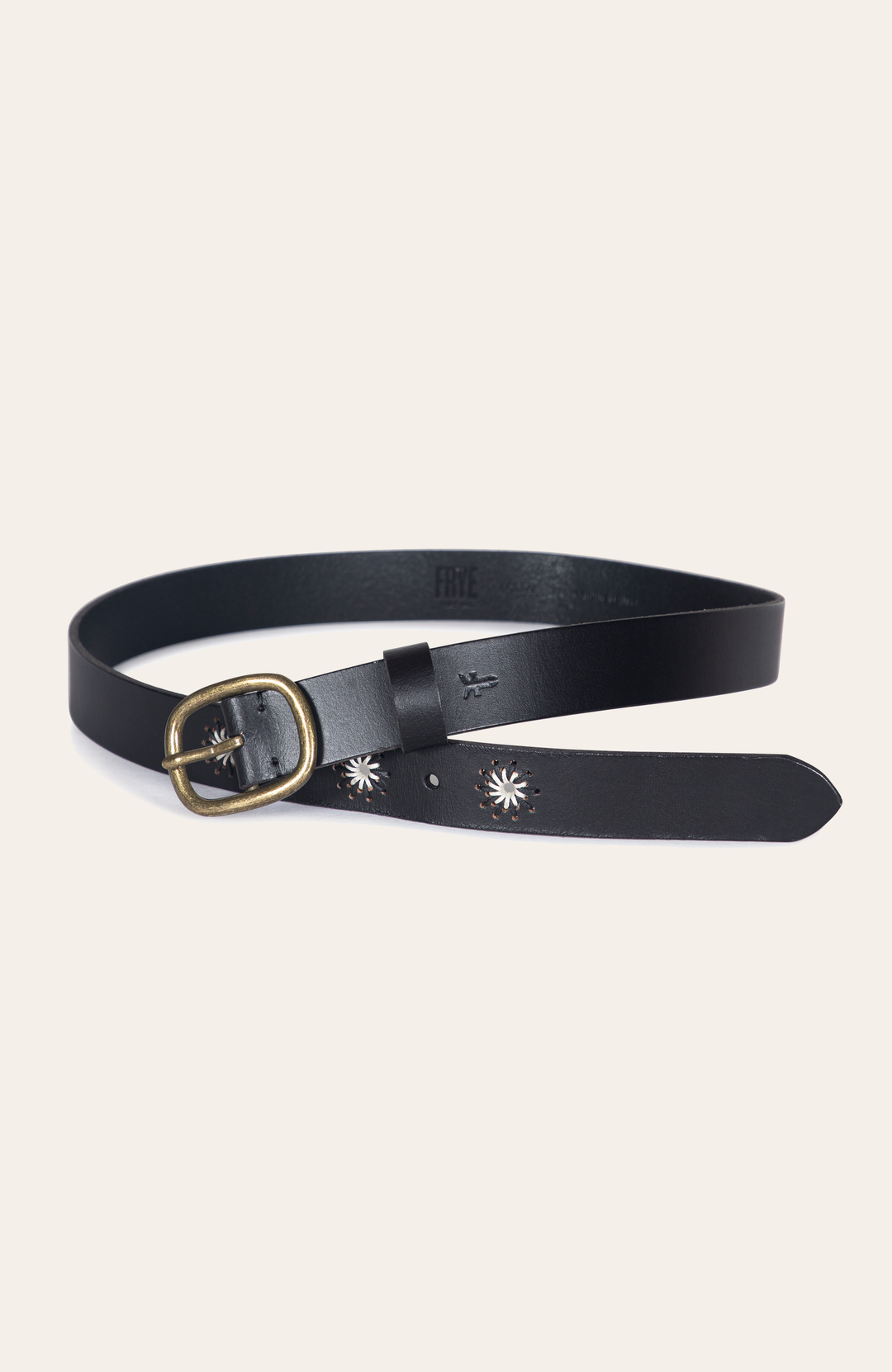 Frye Best Price | 30mm Black Belt With Embroidered Holes