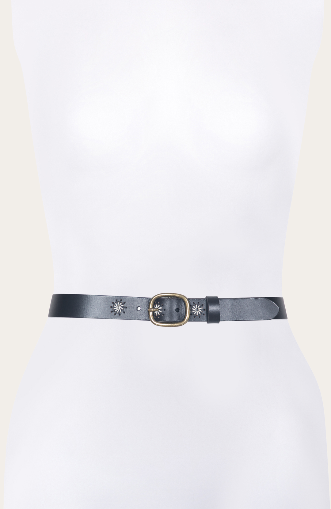 Frye Best Price | 30mm Black Belt With Embroidered Holes