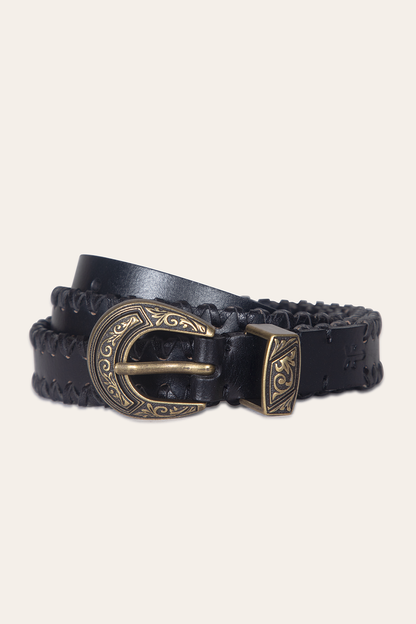 Frye Everyday | 20mm Black Leather Belt With 3-Piece Buckle Set