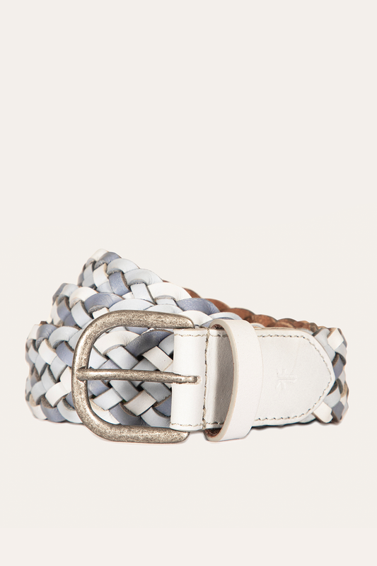 Frye Deals | 35mm Washed Denim Woven Leather Belt