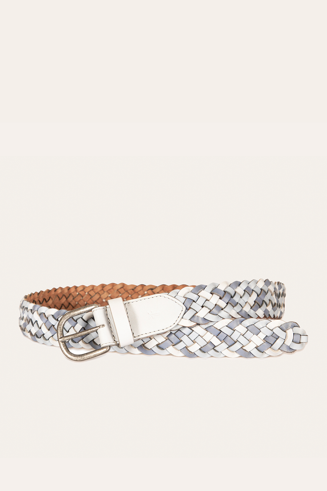 Frye Deals | 35mm Washed Denim Woven Leather Belt