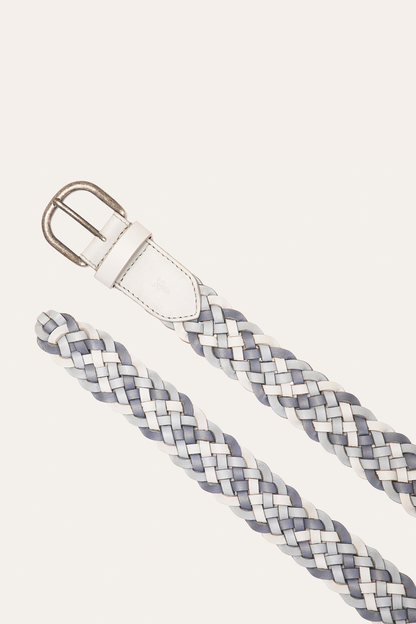 Frye Deals | 35mm Washed Denim Woven Leather Belt