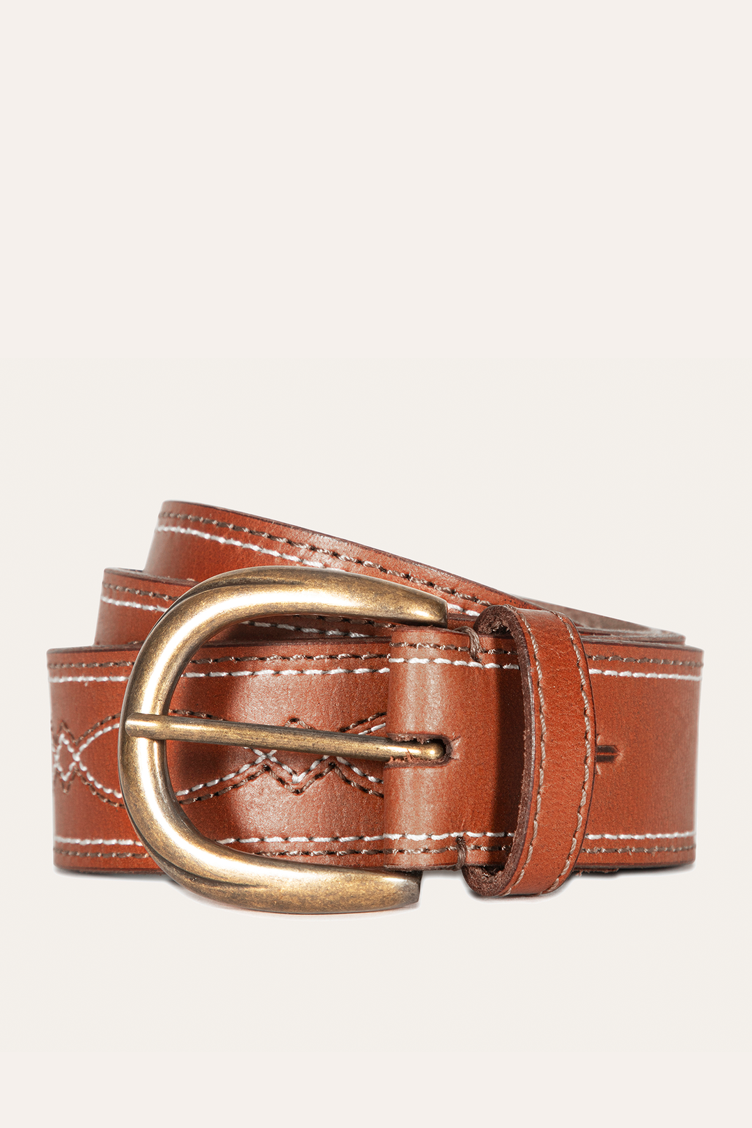 Frye Sale | 40mm Tan Belt With 2-Tone Stitch
