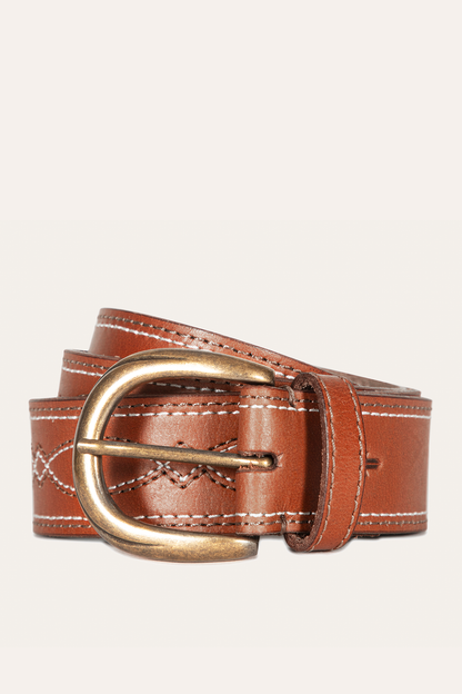 Frye Sale | 40mm Tan Belt With 2-Tone Stitch