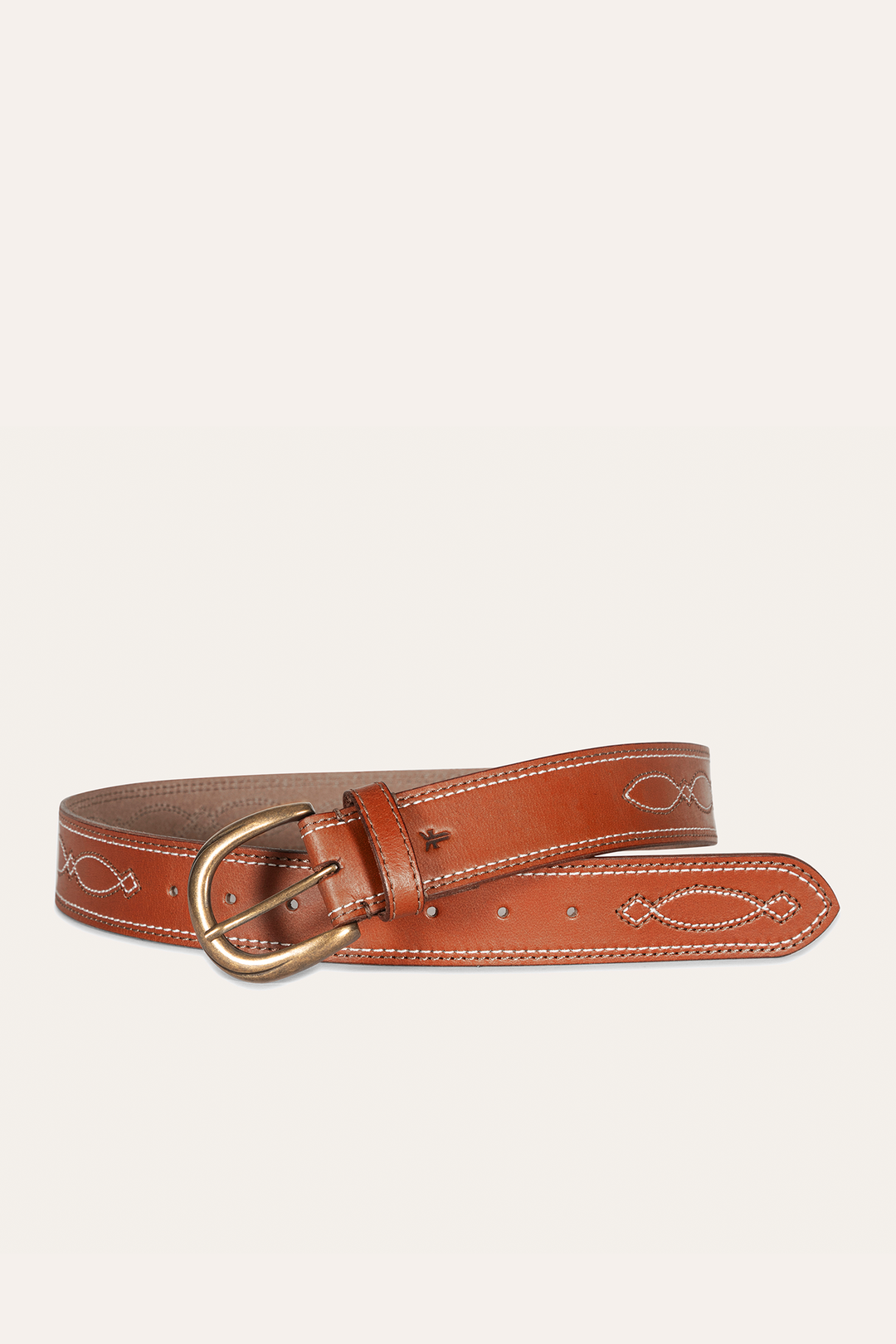 Frye Sale | 40mm Tan Belt With 2-Tone Stitch