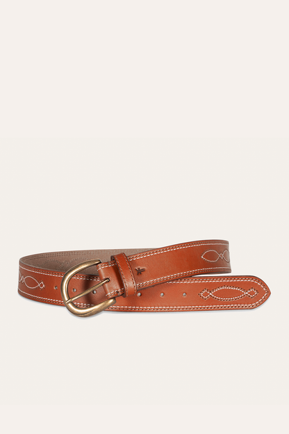 Frye Sale | 40mm Tan Belt With 2-Tone Stitch
