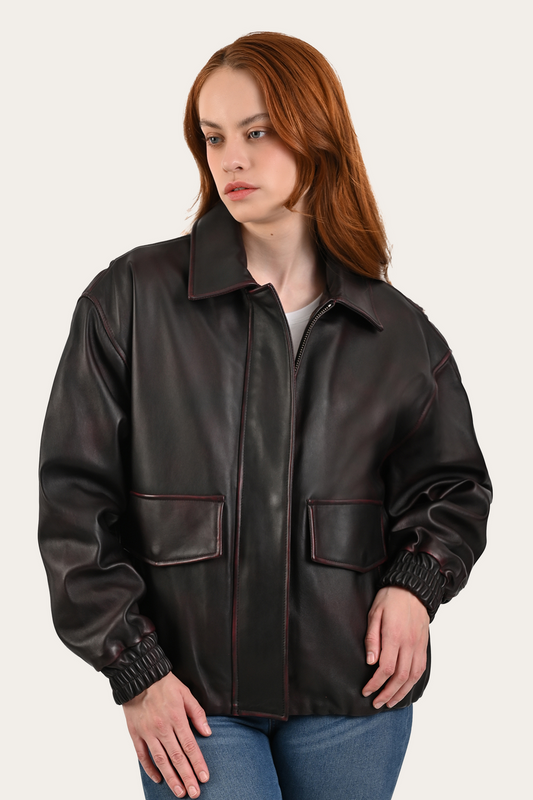 Frye Best Price | Black Cherry Harper Oversized Bomber