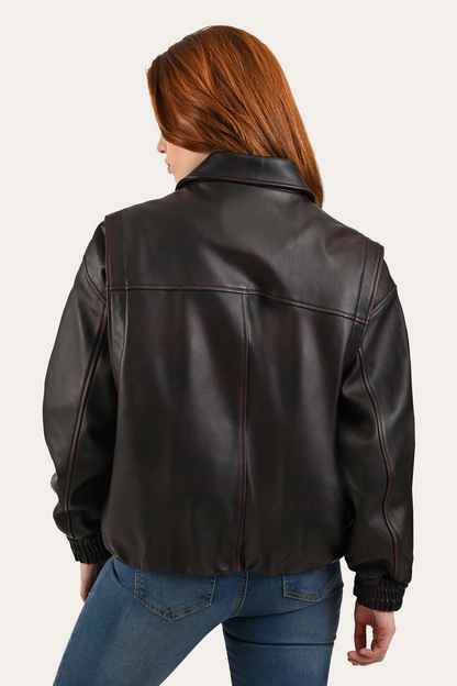 Frye Best Price | Black Cherry Harper Oversized Bomber