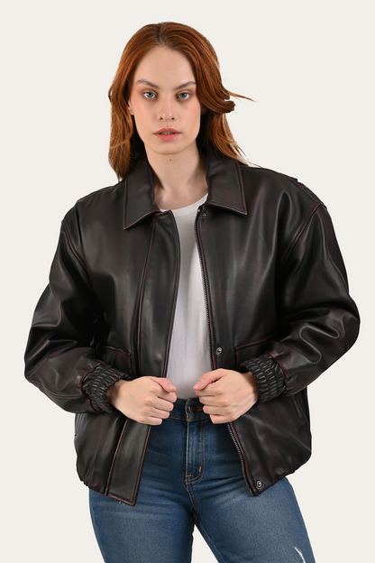 Frye Best Price | Black Cherry Harper Oversized Bomber