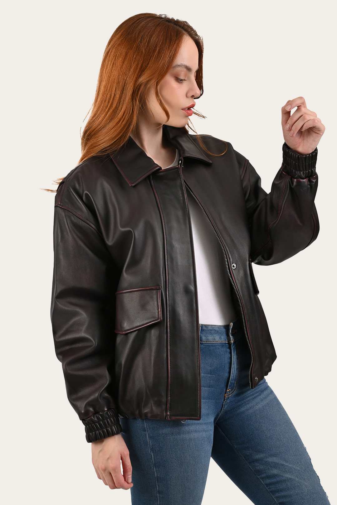 Frye Best Price | Black Cherry Harper Oversized Bomber
