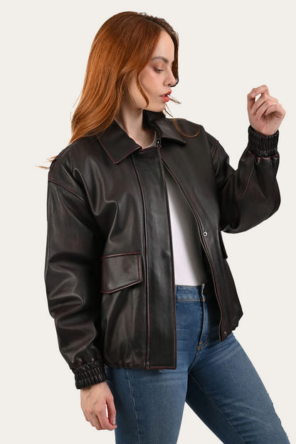 Frye Best Price | Black Cherry Harper Oversized Bomber