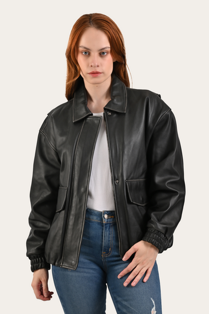 Frye Top Pick | Black Harper Oversized Bomber