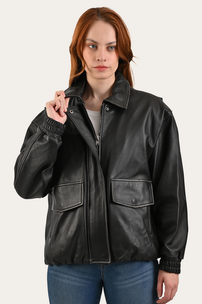 Frye Top Pick | Black Harper Oversized Bomber
