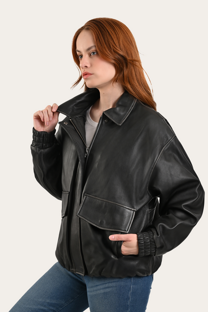 Frye Top Pick | Black Harper Oversized Bomber