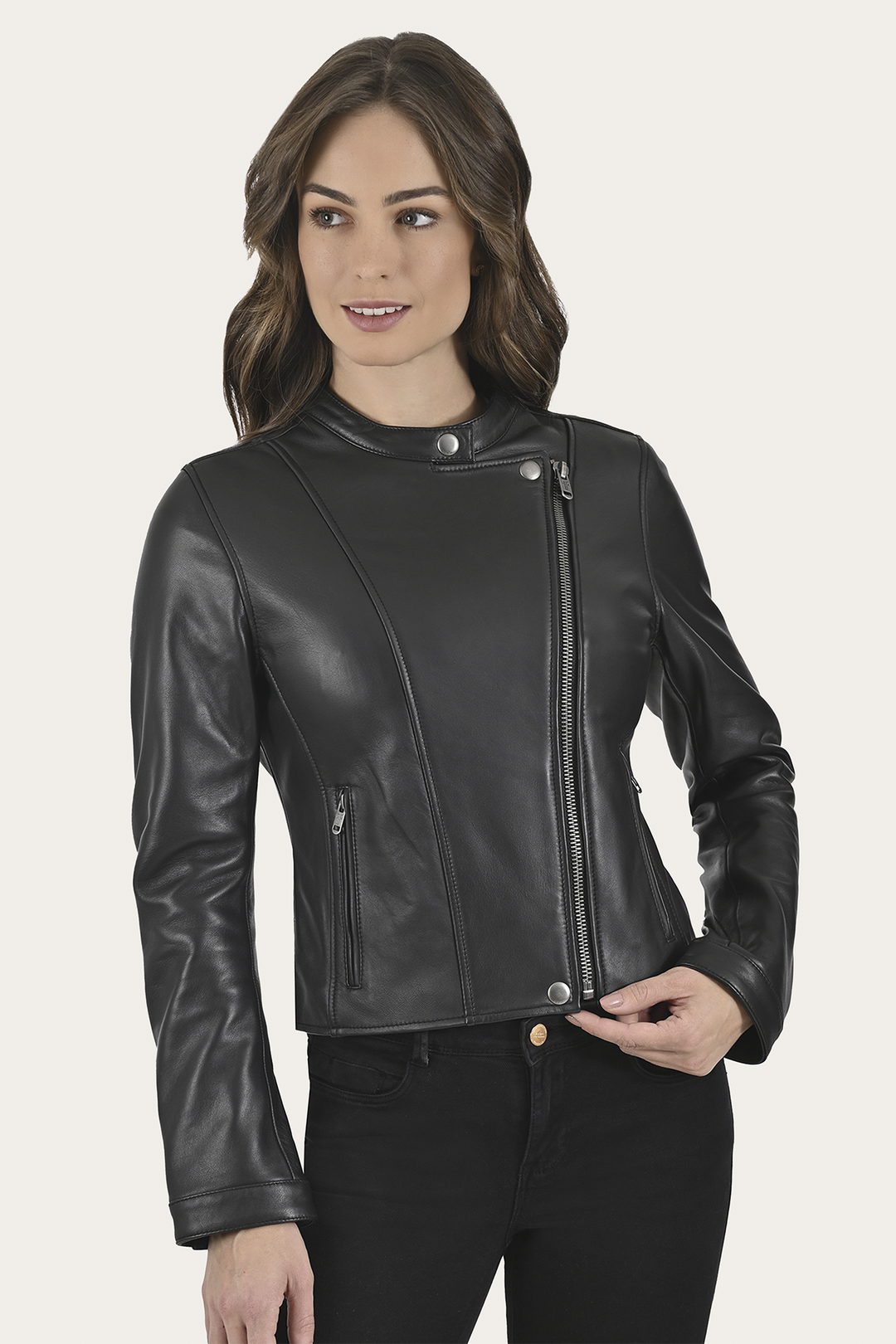 Frye Hot Sale | Women’s Black Heathe Leather Racer Jacket
