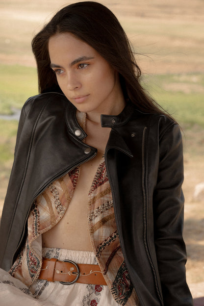 Frye Hot Sale | Women’s Black Heathe Leather Racer Jacket