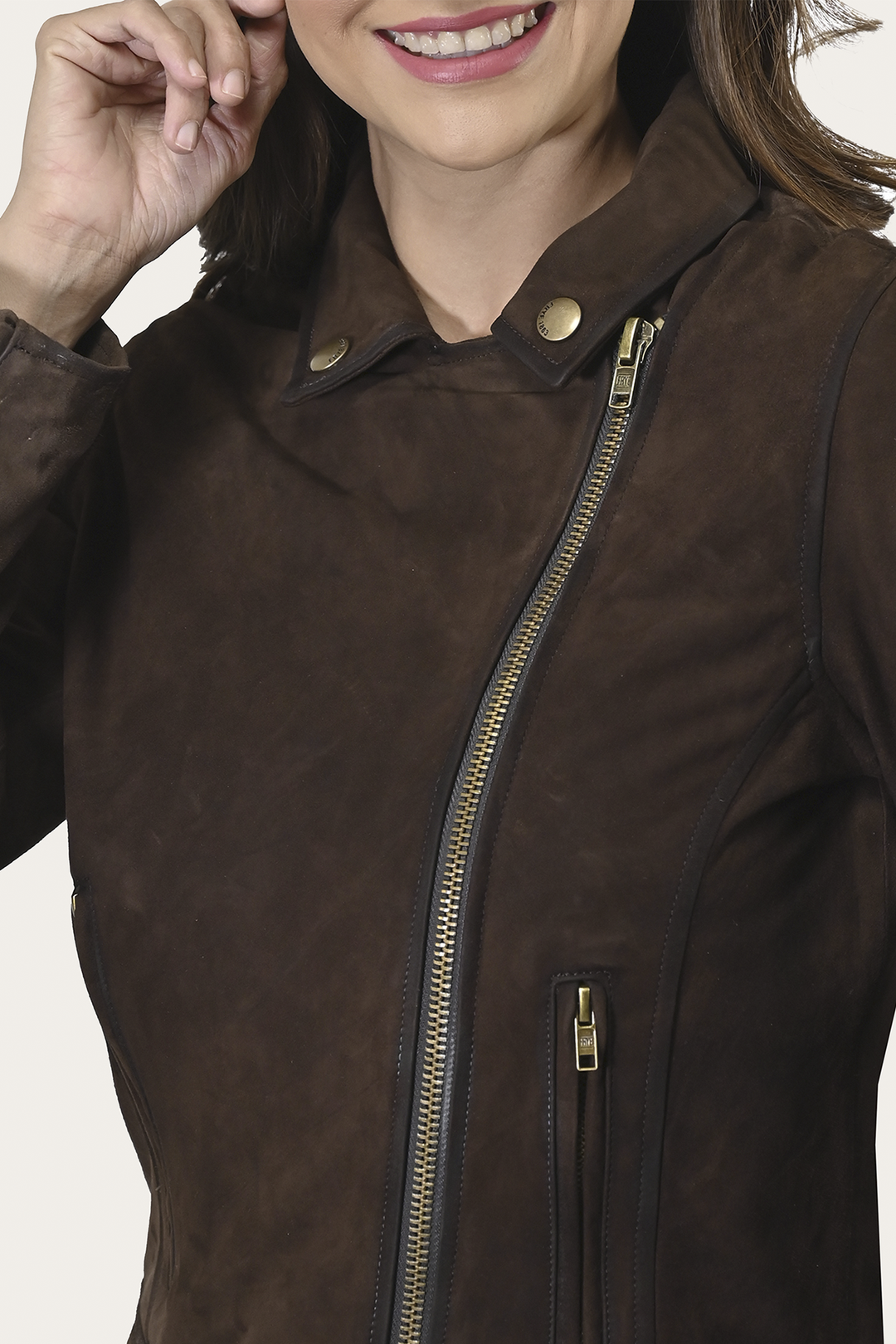 Frye Quality | Women’s Dark Brown Clive Elegant Suede Biker Jacket