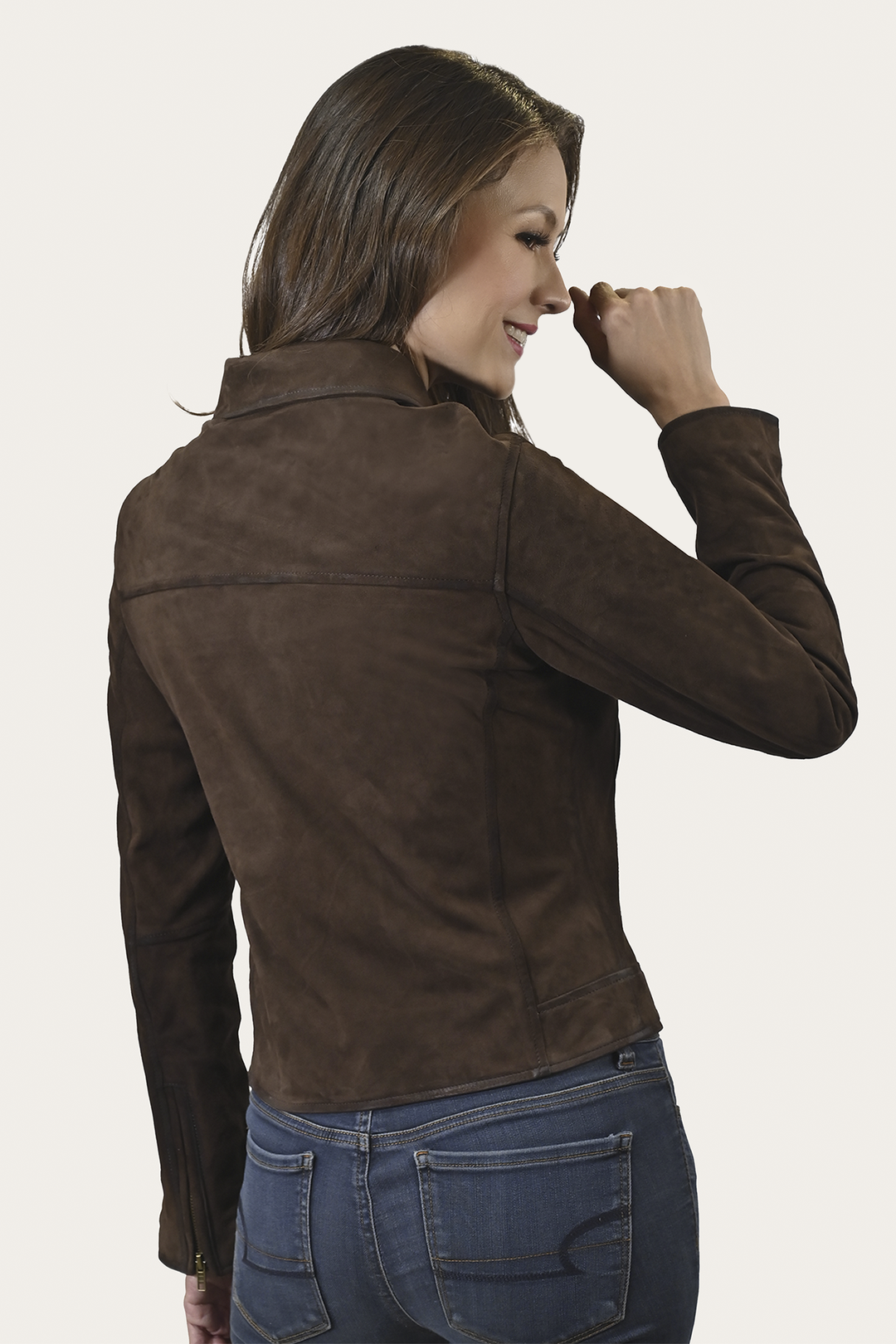 Frye Quality | Women’s Dark Brown Clive Elegant Suede Biker Jacket