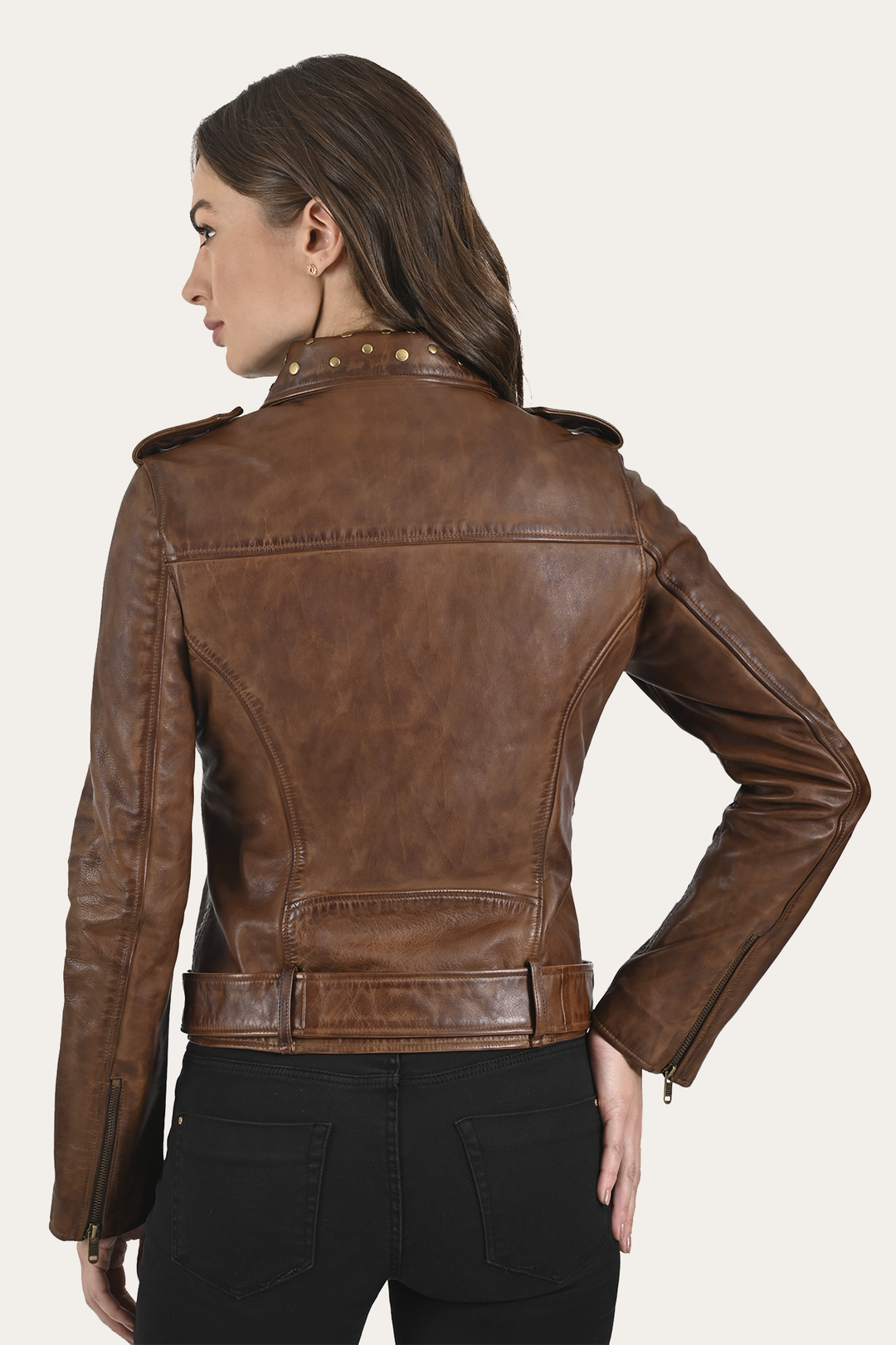 Frye Latest | Women’s Tobacco Linc Biker Leather Jacket