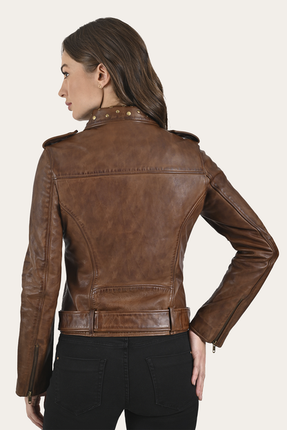 Frye Latest | Women’s Tobacco Linc Biker Leather Jacket