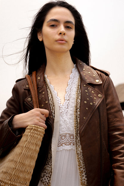 Frye Latest | Women’s Tobacco Linc Biker Leather Jacket