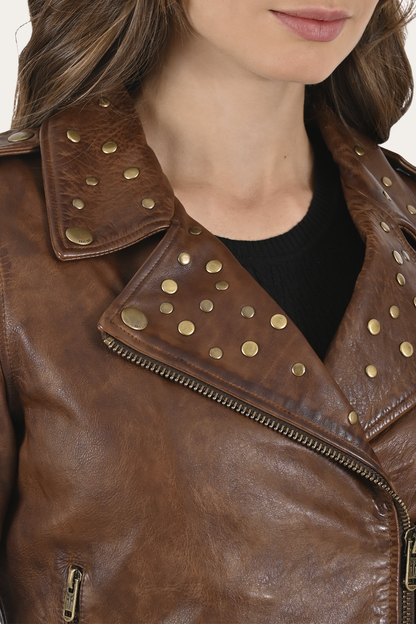 Frye Latest | Women’s Tobacco Linc Biker Leather Jacket