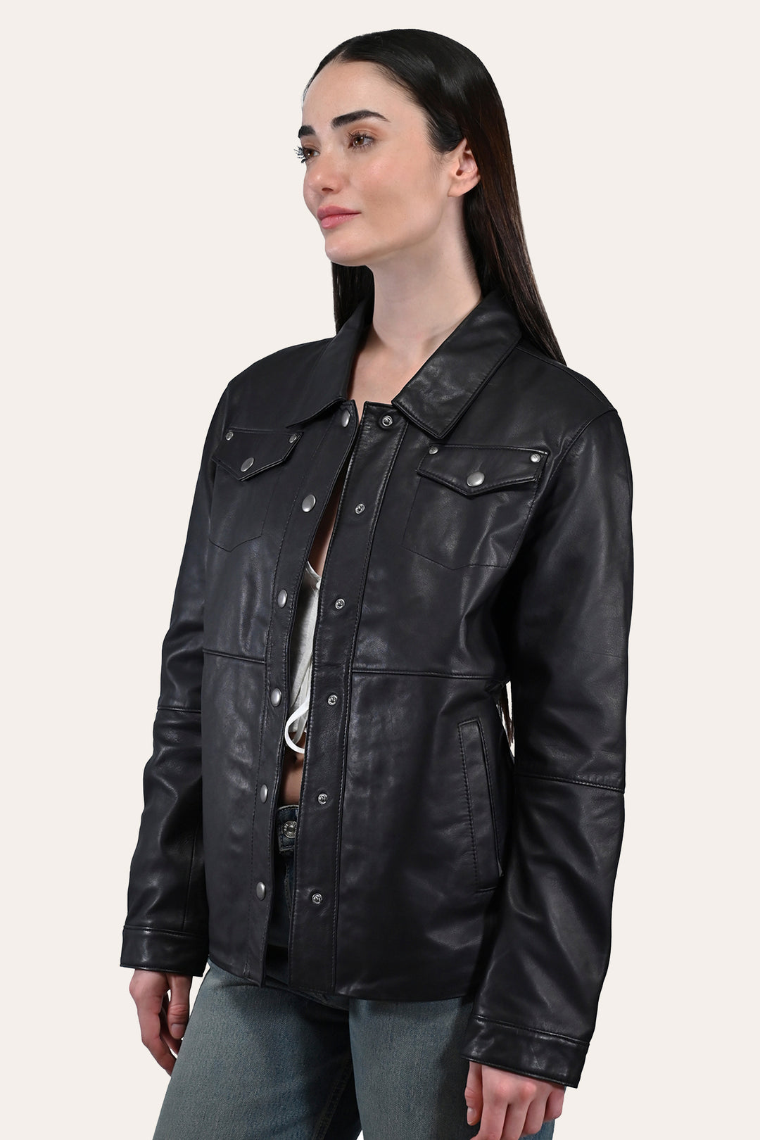 Frye Customer Favorite | Women’s Black Obadiah Leather Shacket