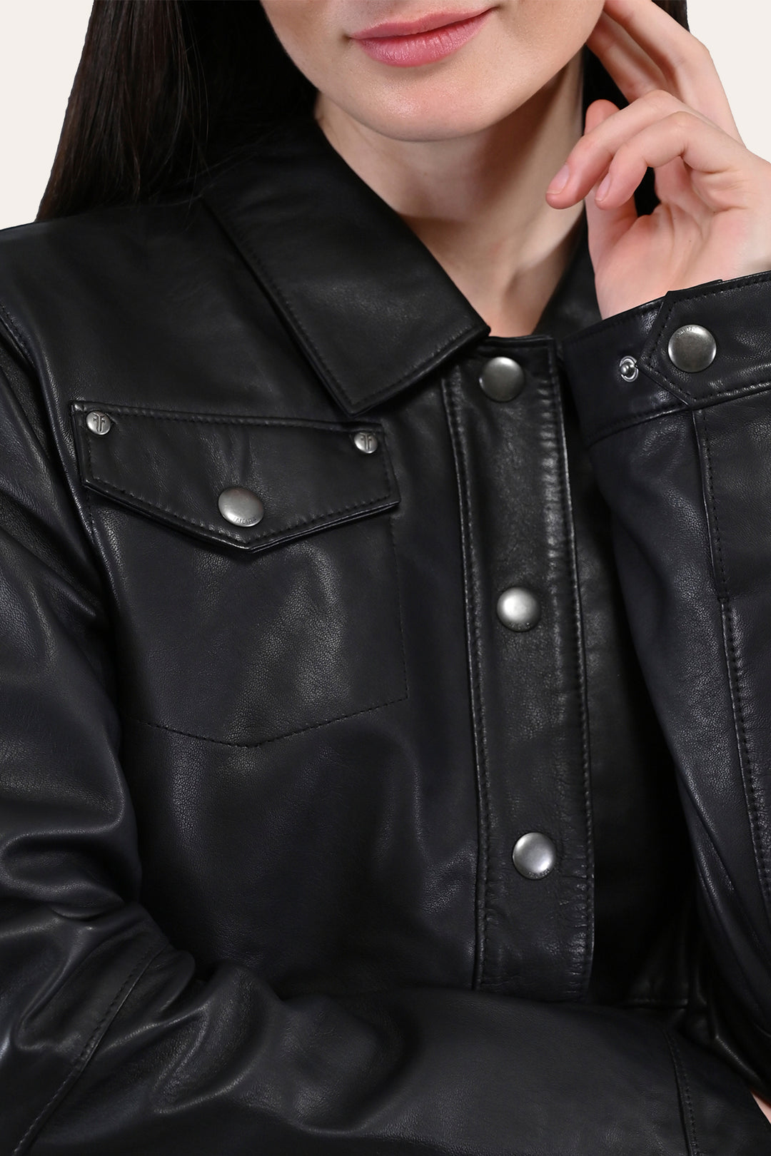 Frye Customer Favorite | Women’s Black Obadiah Leather Shacket