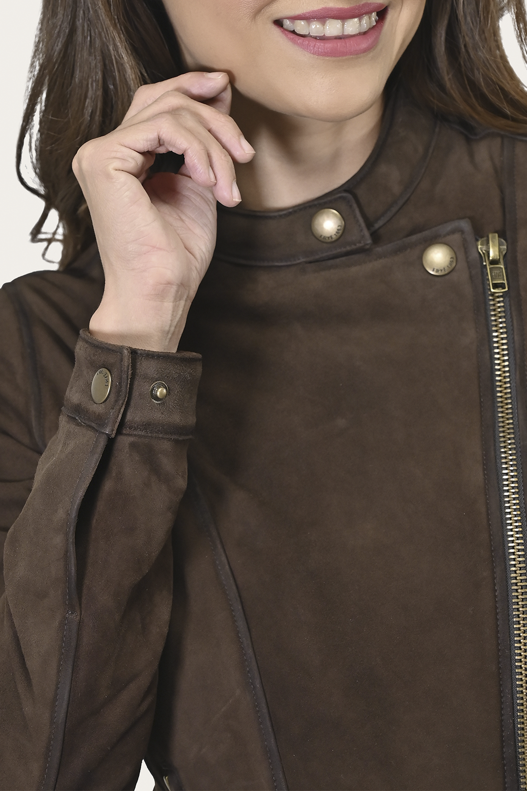 Frye Trending | Women’s Dark Brown Cassidy Aged Lamb Leather Biker Jacket