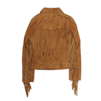Frye Latest | Women’s Medium Brown Nash Fringed Suede Trucker Jacket