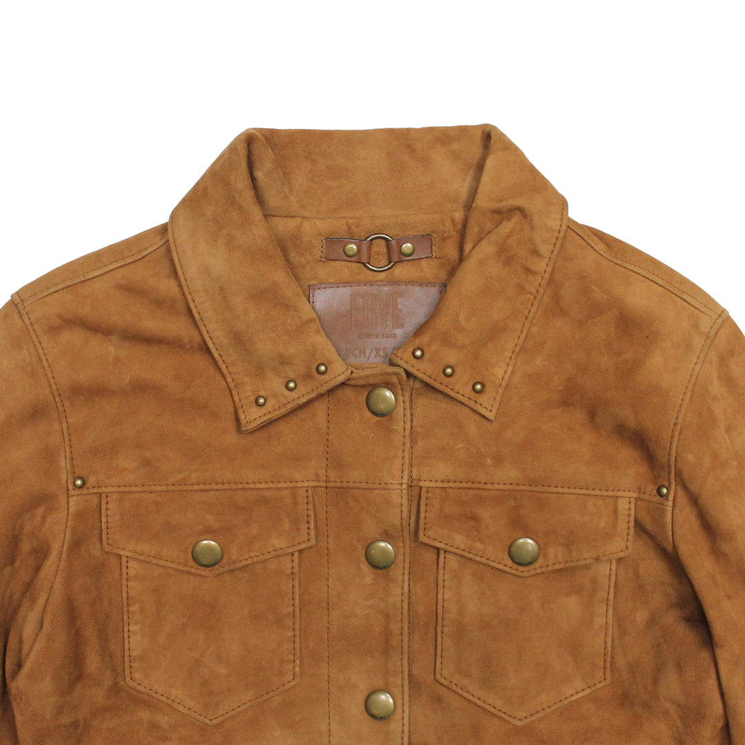 Frye Latest | Women’s Medium Brown Nash Fringed Suede Trucker Jacket