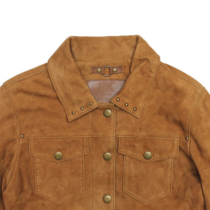 Frye Latest | Women’s Medium Brown Nash Fringed Suede Trucker Jacket
