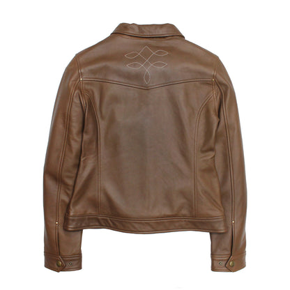 Frye Essential | Women’s Medium Brown Callum Trucker Leather Jacket