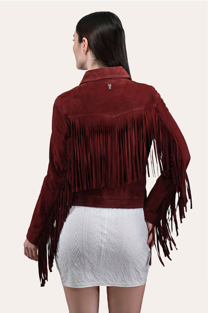Frye Special Offer | Women’s Oxblood Nash Trucker Suede Jacket