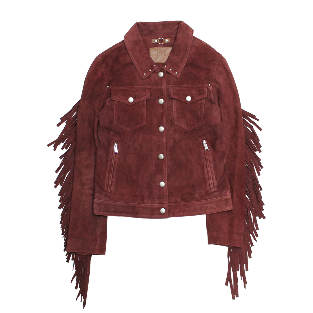 Frye Special Offer | Women’s Oxblood Nash Trucker Suede Jacket