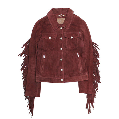 Frye Special Offer | Women’s Oxblood Nash Trucker Suede Jacket