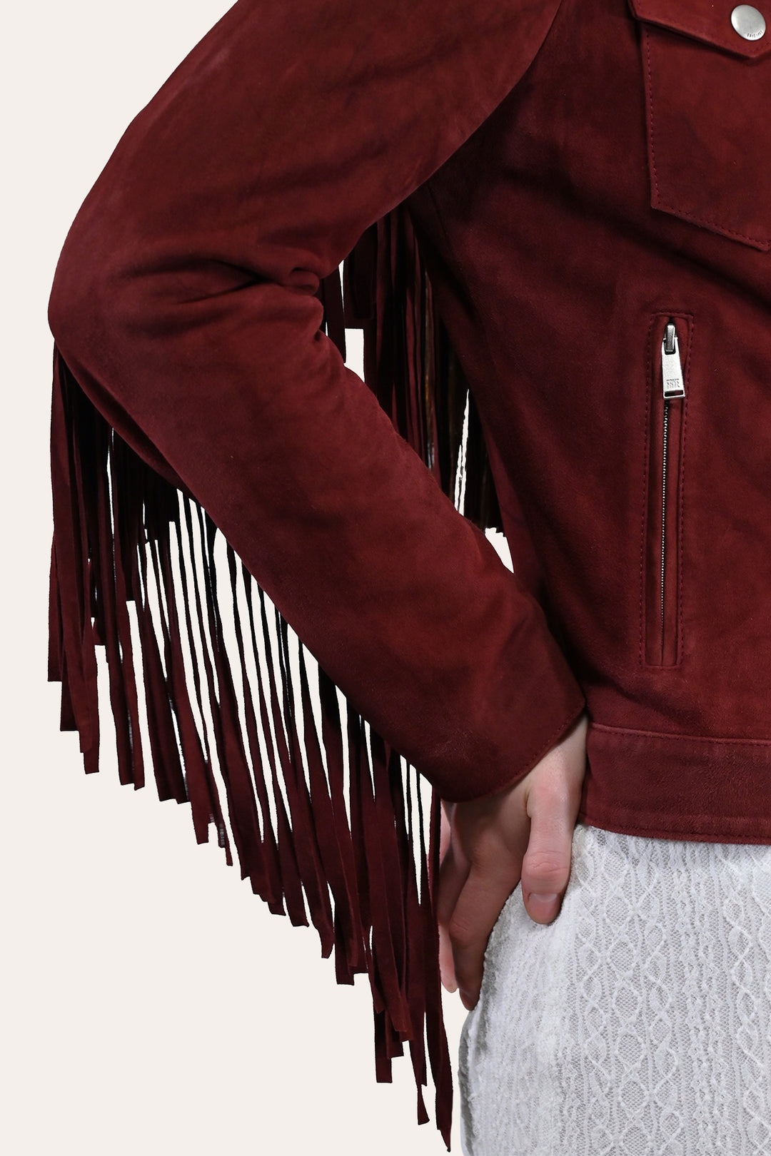 Frye Special Offer | Women’s Oxblood Nash Trucker Suede Jacket