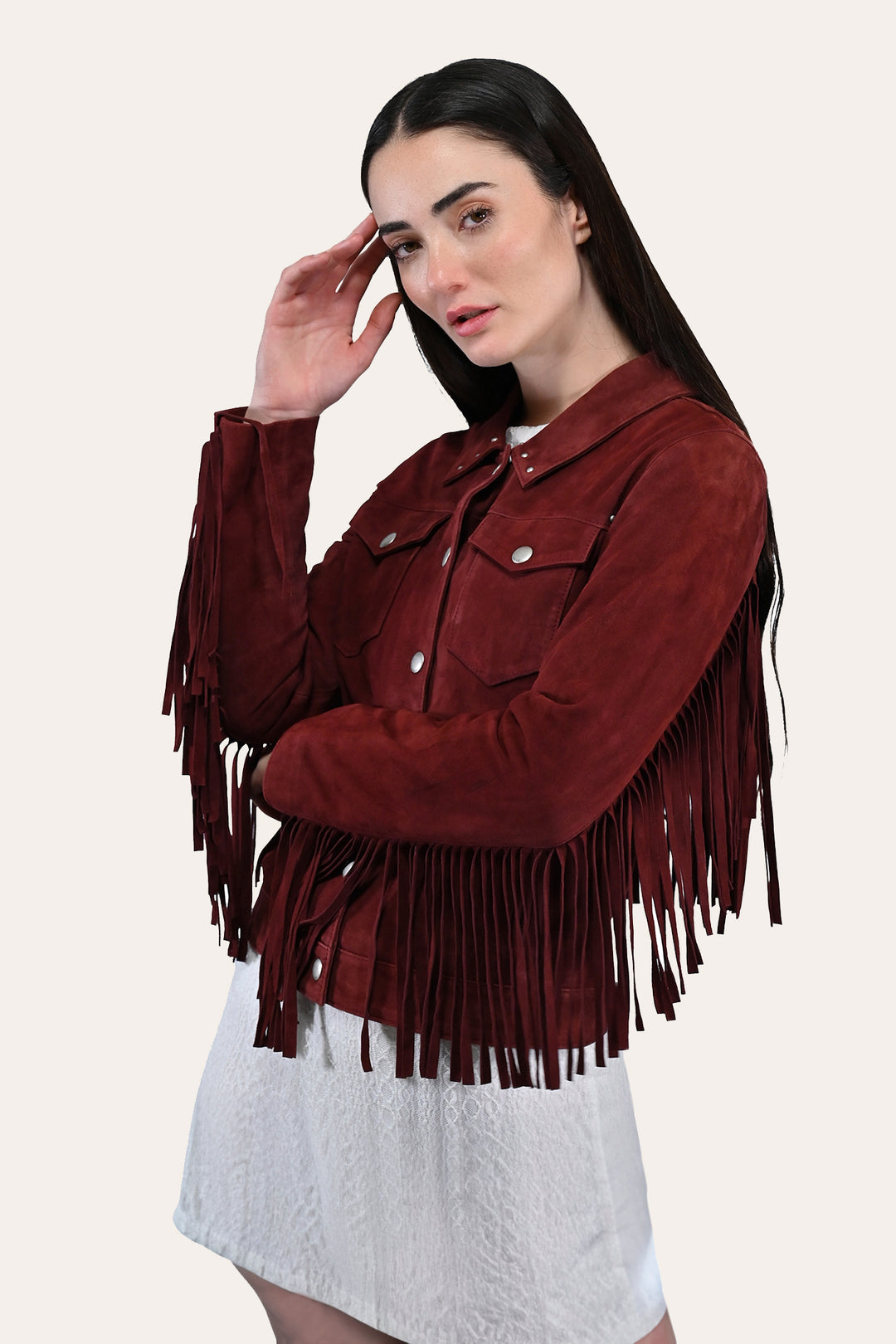 Frye Special Offer | Women’s Oxblood Nash Trucker Suede Jacket
