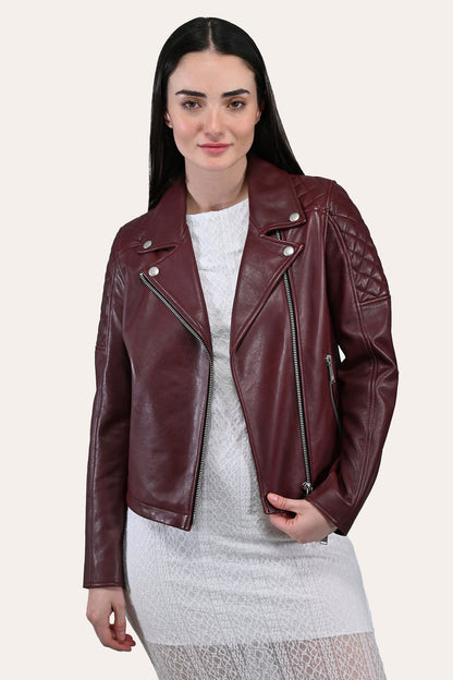 Frye Customer Favorite | Women’s Oxblood Oklahoma Nappa Leather Biker Jacket