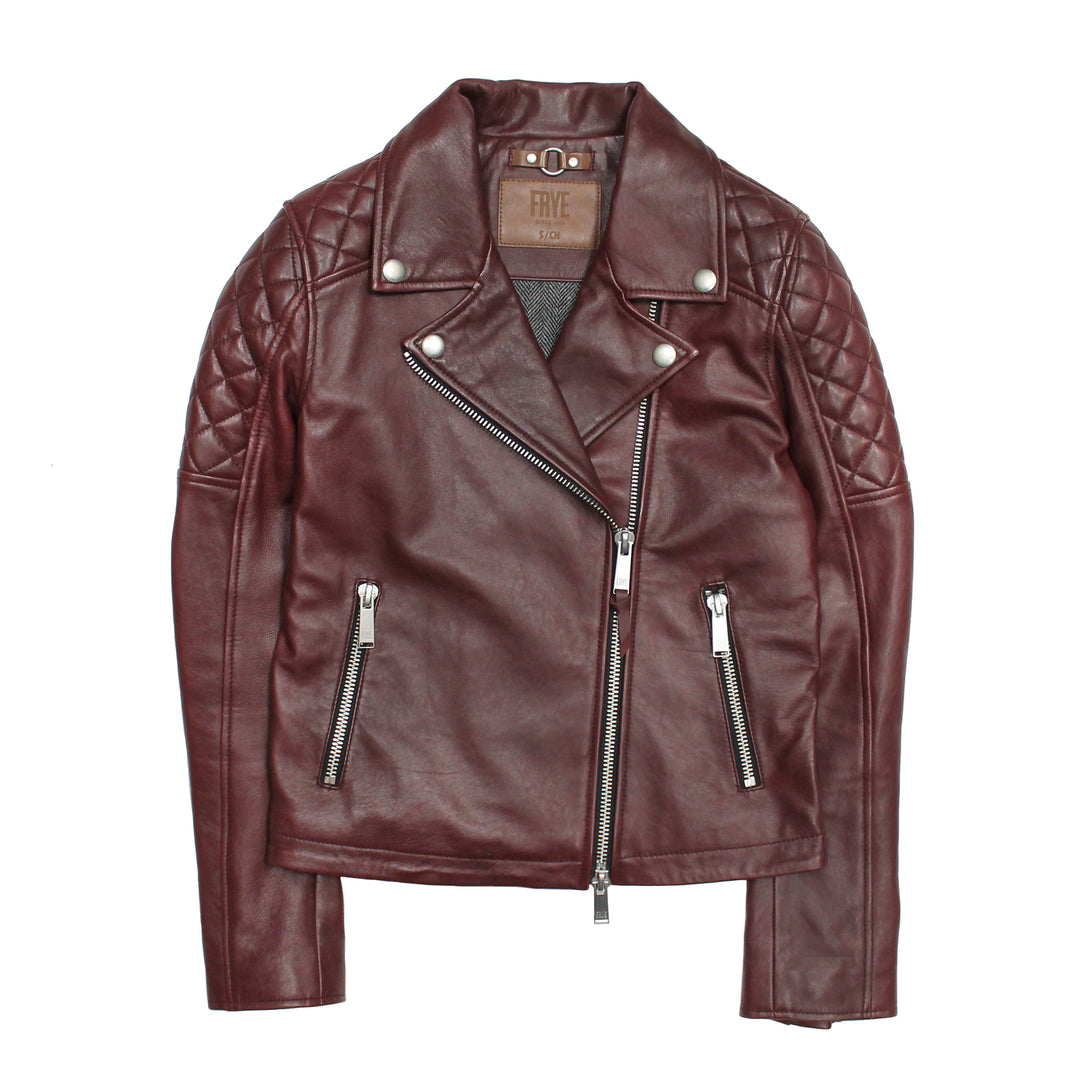 Frye Customer Favorite | Women’s Oxblood Oklahoma Nappa Leather Biker Jacket