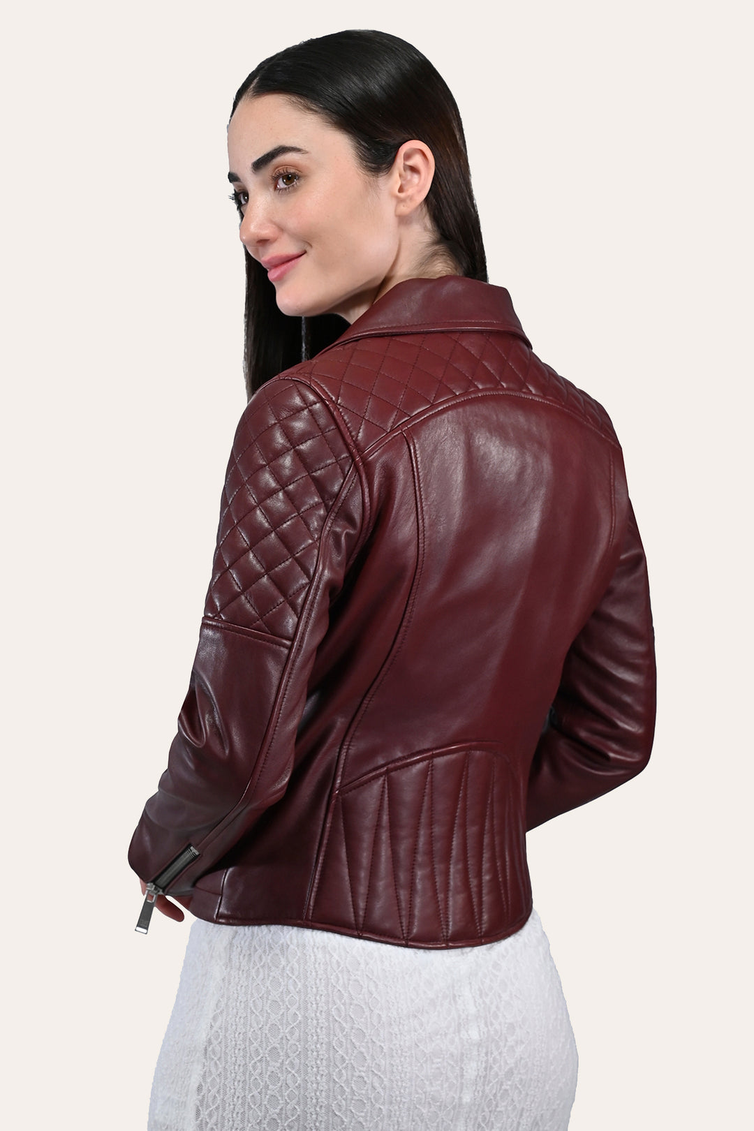 Frye Customer Favorite | Women’s Oxblood Oklahoma Nappa Leather Biker Jacket