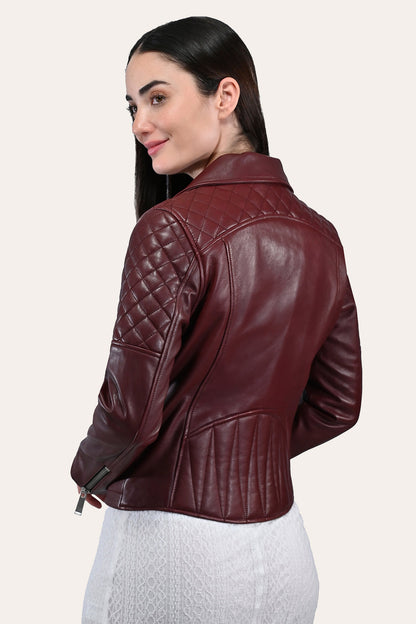 Frye Customer Favorite | Women’s Oxblood Oklahoma Nappa Leather Biker Jacket