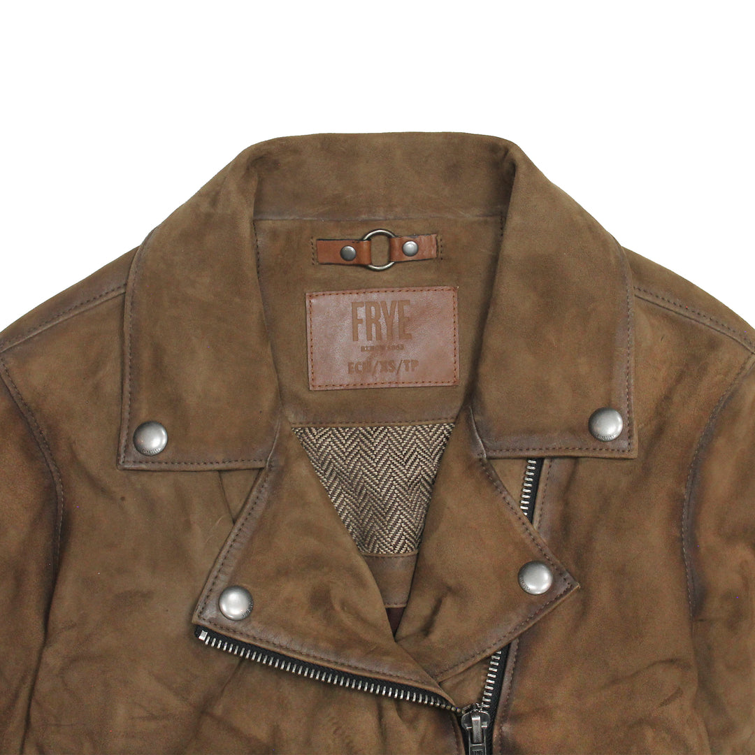 Frye Exclusive | Women’s Dark Taupe Oakley Vintage Suede Biker Jacket